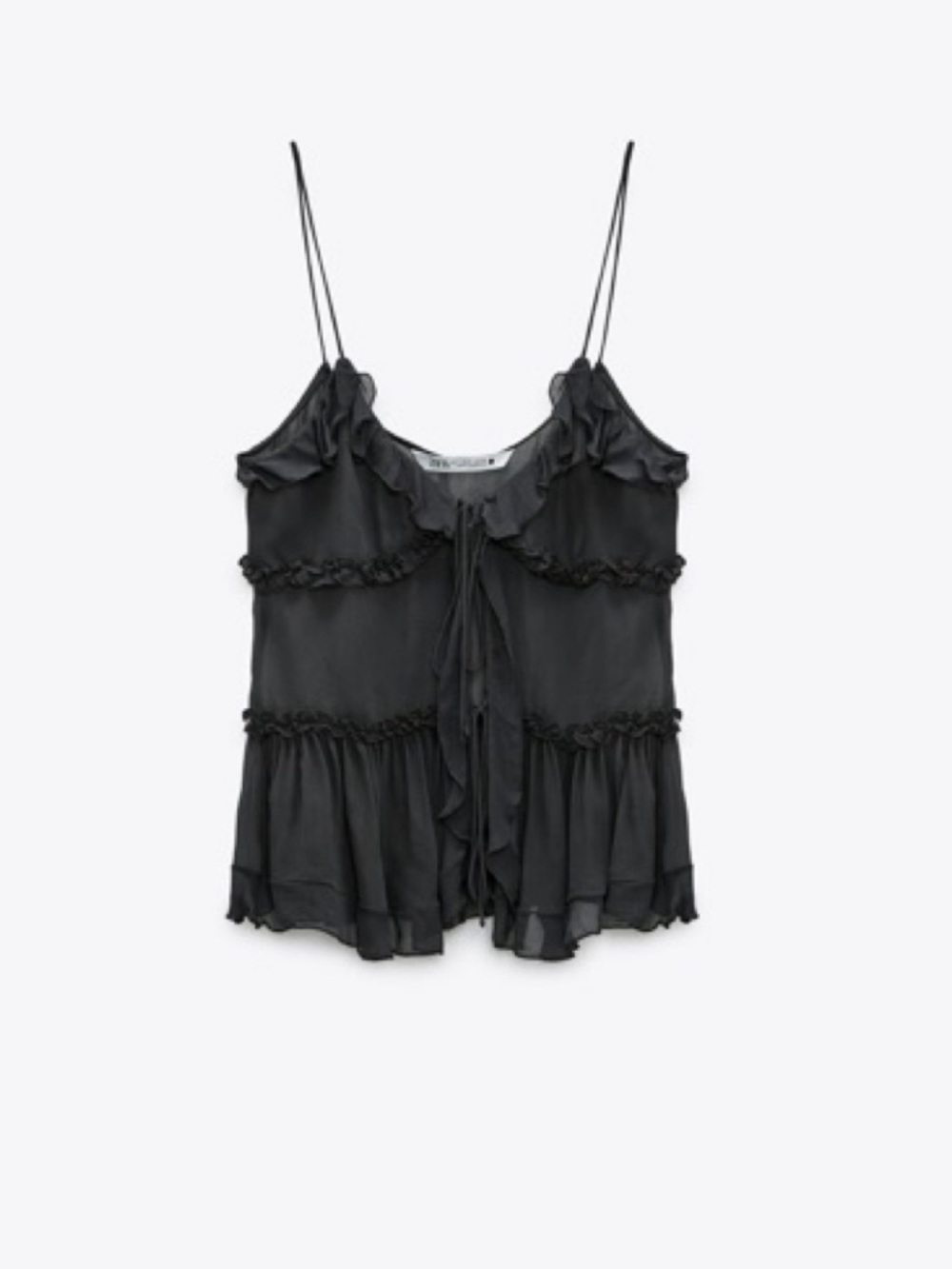 Zara Black Ruffled Tie-Front Camisole
